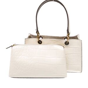 STAUD White Croc-Embossed Mini Bag Set